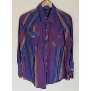 Rock Creek Ranch Men's Purple Striped Pearl Snap Shirt XL